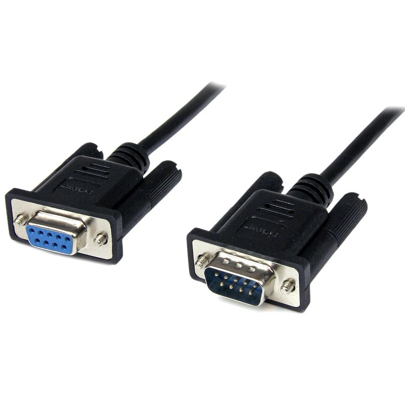 StarTechcom 1m Black DB9 RS232 Serial Null Modem Cable F/M - DB9 Male to Female - 9 pin Null Modem Cable - 1x DB9 (M), 1x DB9 (F), Black (SCNM9FM1MBK) - Image 1